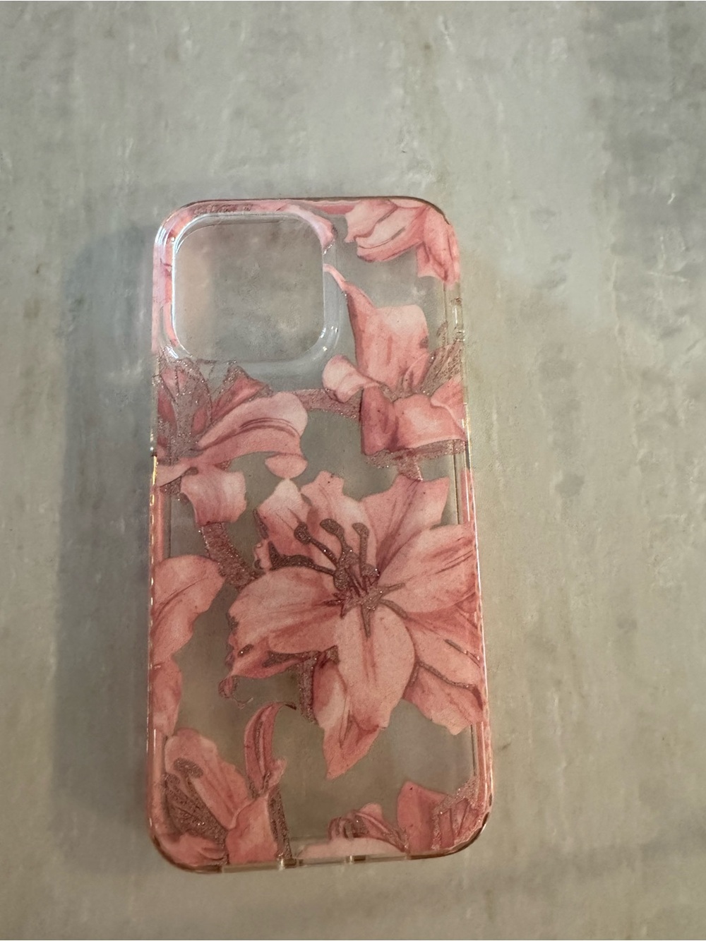 Clear Pink Floral Phone Case - Protective Decorative Cover 15 Pro Max